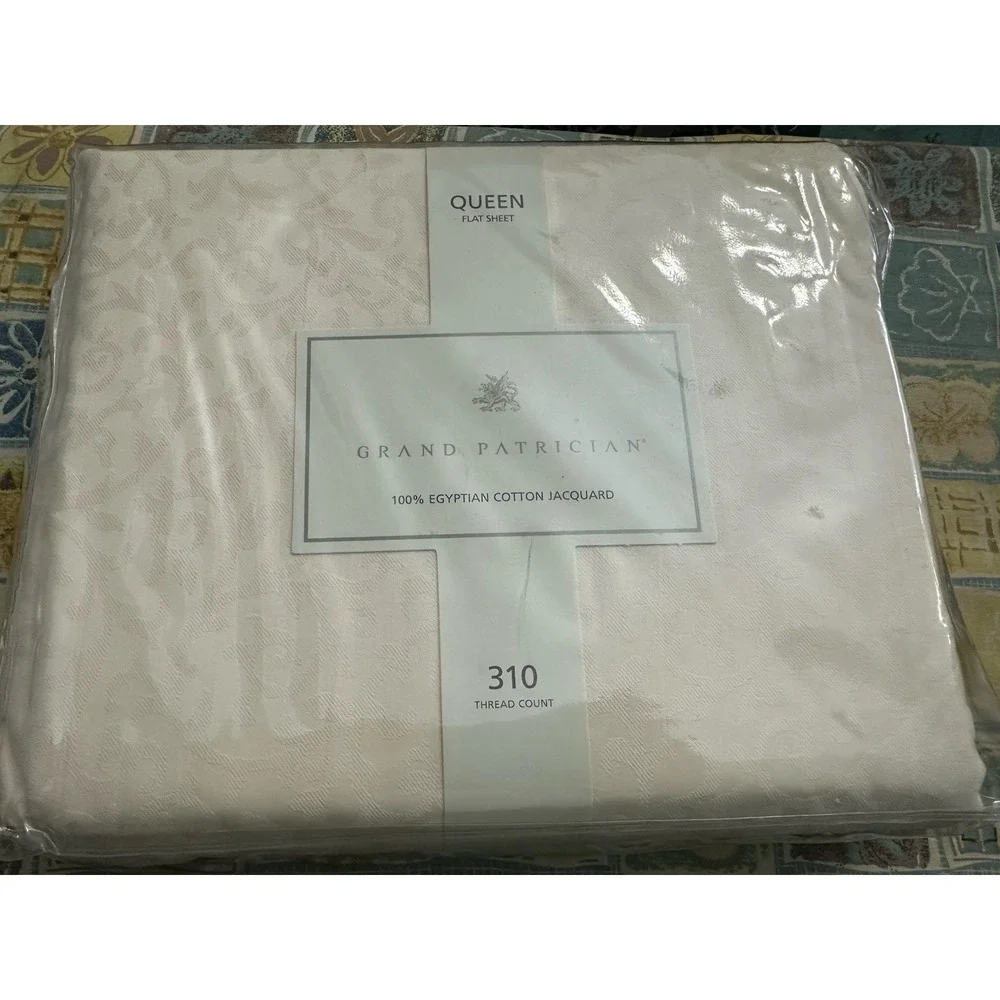 Grand patrician Egyptian Cotton  310 Thread Ct USA Vintage queen flat sheet